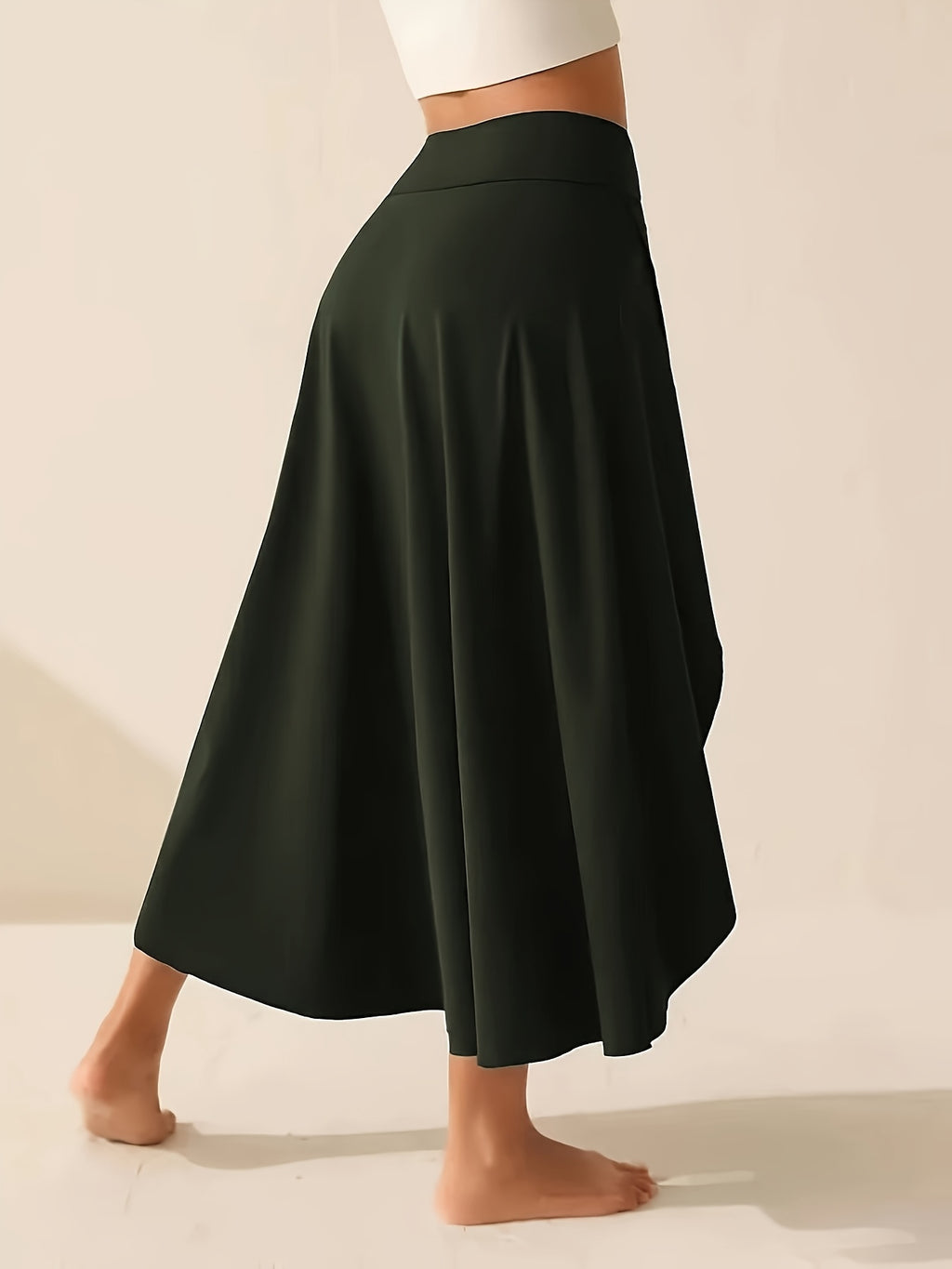 Wilona | Women's high-waisted skirt with asymmetrical split and built-in shorts
