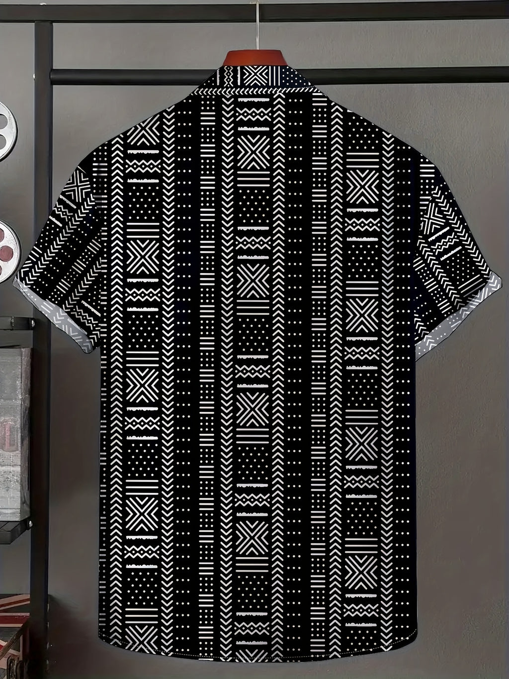 Tyvor | Herenoverhemd met etnische print – Zomers, casual overhemd met korte mouwen en knopen