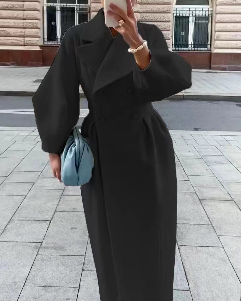 Sefina | Women's Long Double-Breasted Trench Coat - Elegant Outerwear for All Seasons
