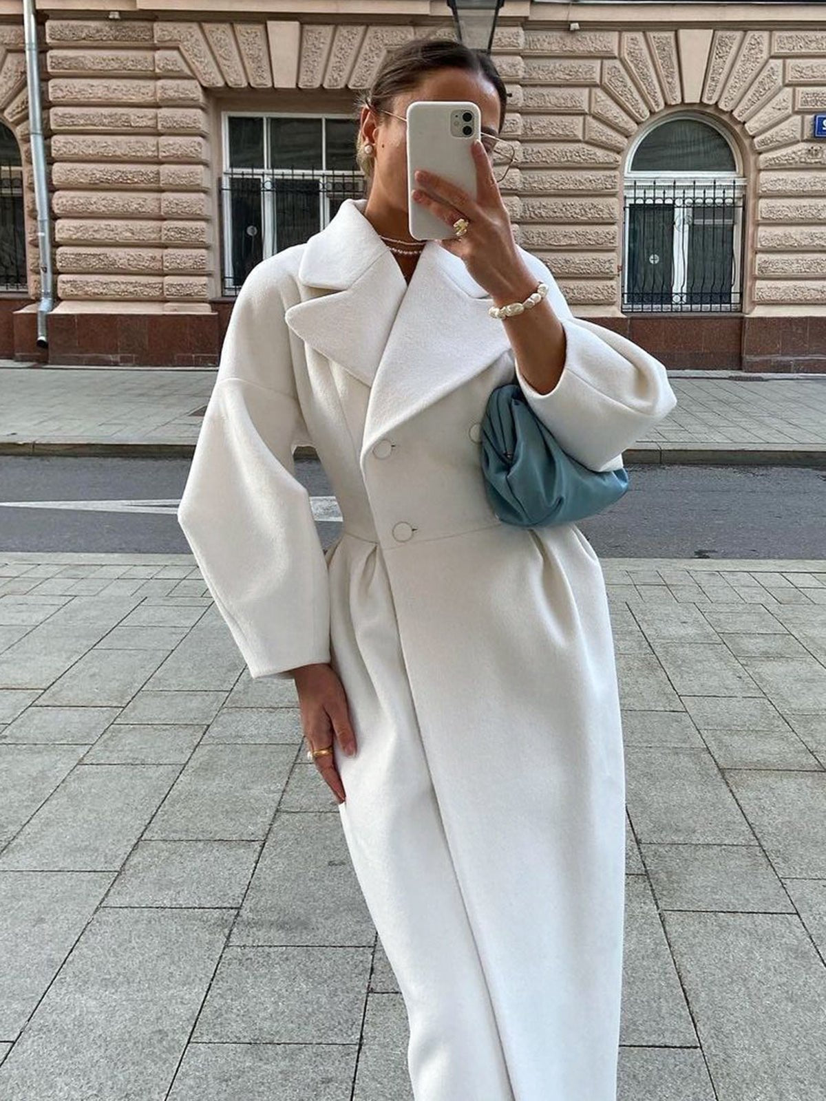 Sefina | Lange dames Trenchcoat met twee rijen knopen - Elegante bovenkleding voor alle seizoenen
