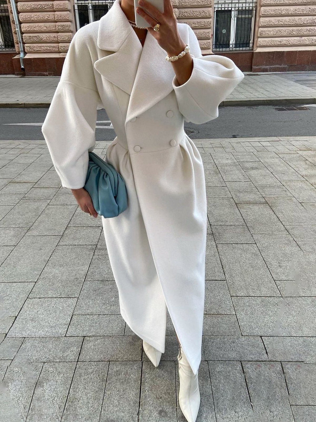 Sefina | Lange dames Trenchcoat met twee rijen knopen - Elegante bovenkleding voor alle seizoenen