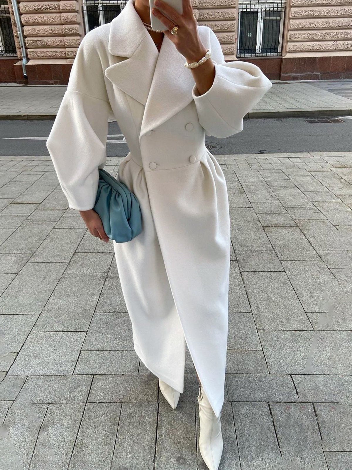 Sefina | Lange dames Trenchcoat met twee rijen knopen - Elegante bovenkleding voor alle seizoenen