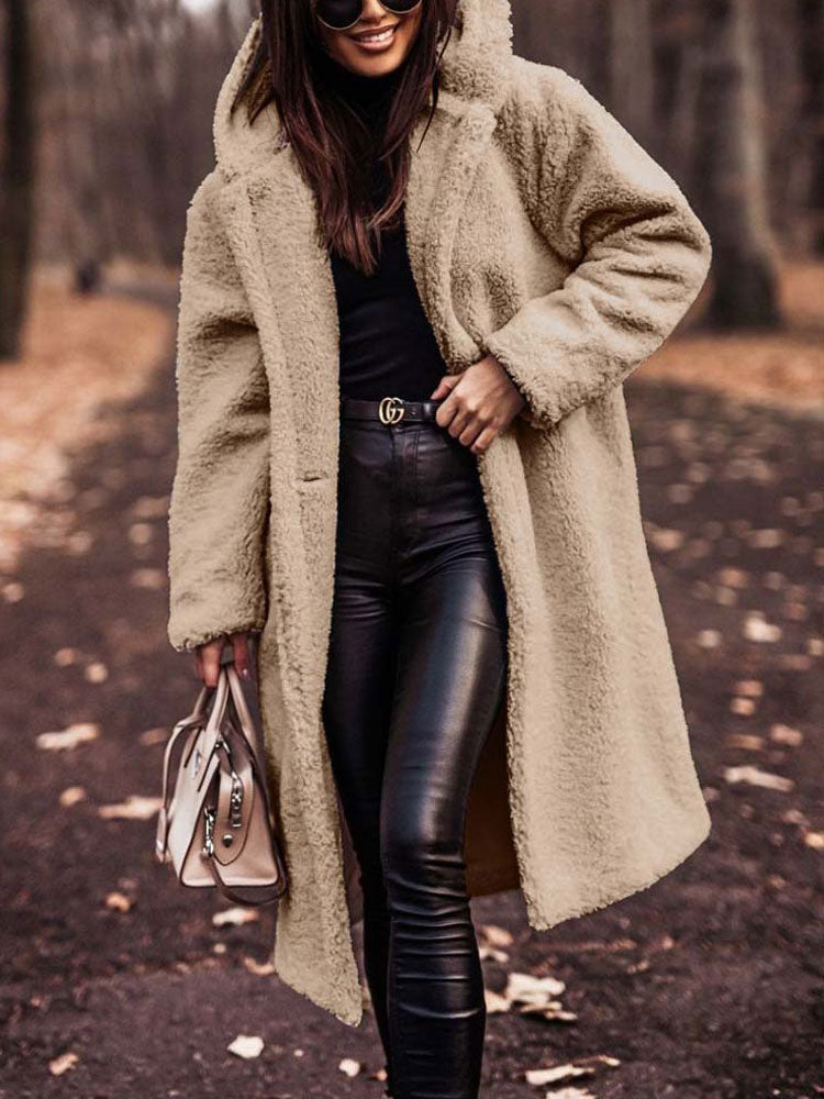 Jynara | Oversized Teddy damesjas van pluche - imitatiebont, longline winterjas, warm en zacht buitengoed