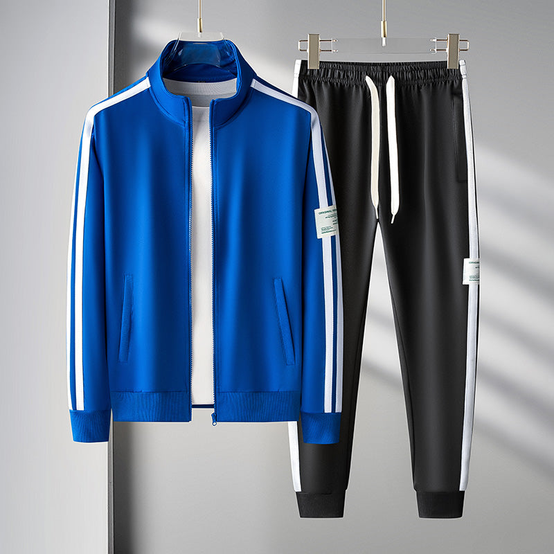 Varyn | Casual trainingspak met rits voor heren – gestreept jack en joggingbroek voor sport