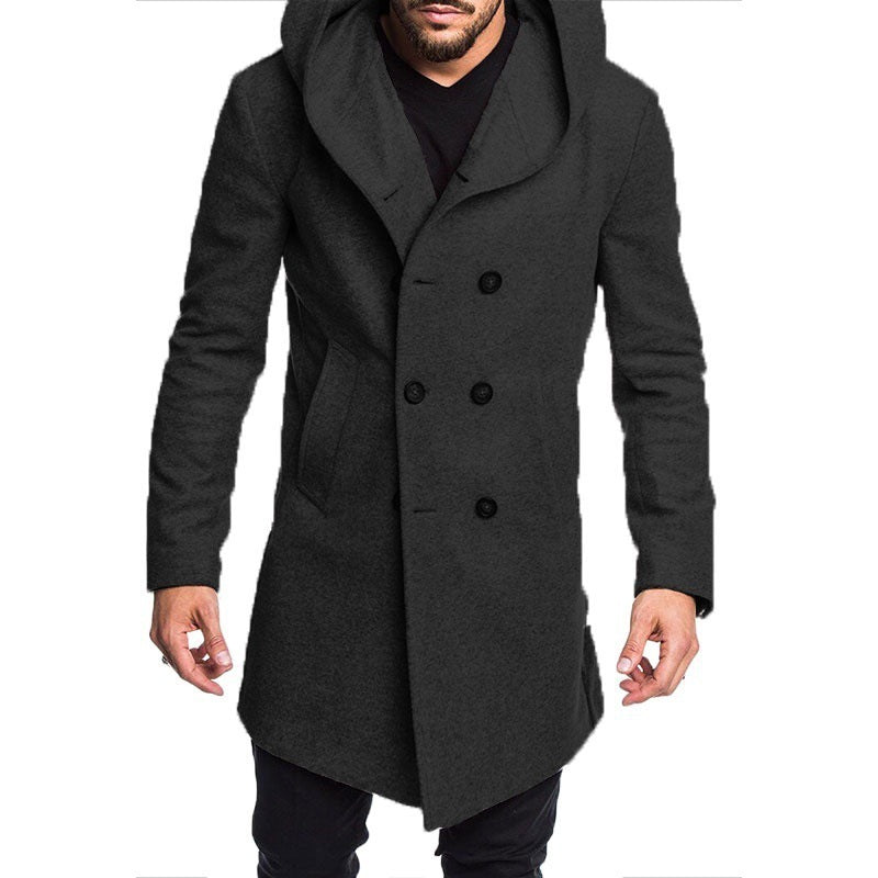 Kavor | Elegante lange wollen jas voor heren met capuchon – Winddichte, warme en stijlvolle winterjas