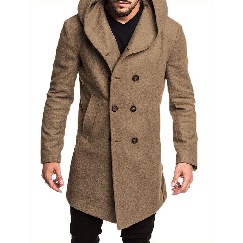 Kavor | Elegante lange wollen jas voor heren met capuchon – Winddichte, warme en stijlvolle winterjas