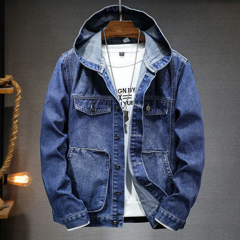 Giorgio | Klassiek heren denim jack met capuchon - Vintage look casual bovenkleding