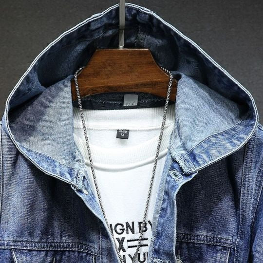 Giorgio | Klassiek heren denim jack met capuchon - Vintage look casual bovenkleding