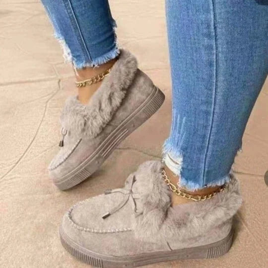 Furiva | Dameswinterlaarzen met bontvoering, warme pluche instapschoenen, comfortabele schoenen
