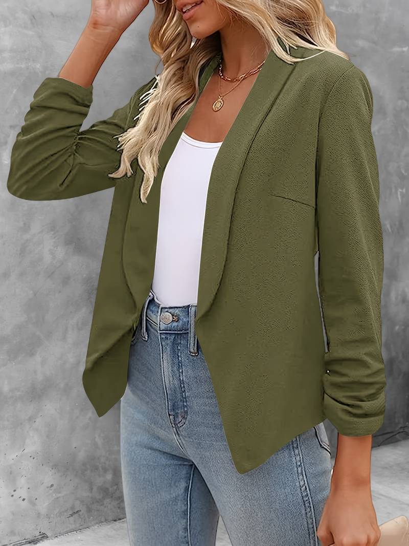 Ewelina | Classic Open Front Blazer - Elegant Long Sleeve Jacket