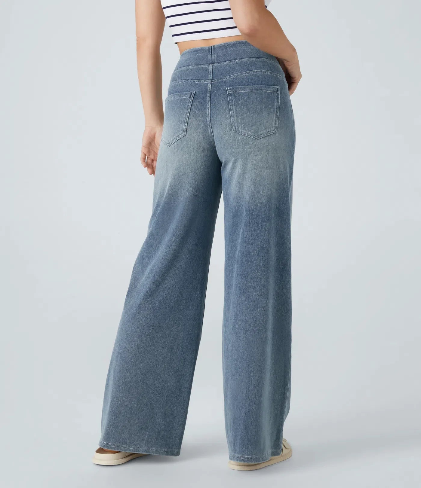 Riona | High-waisted elastic wide-leg trousers for women - Trendy, casual denim