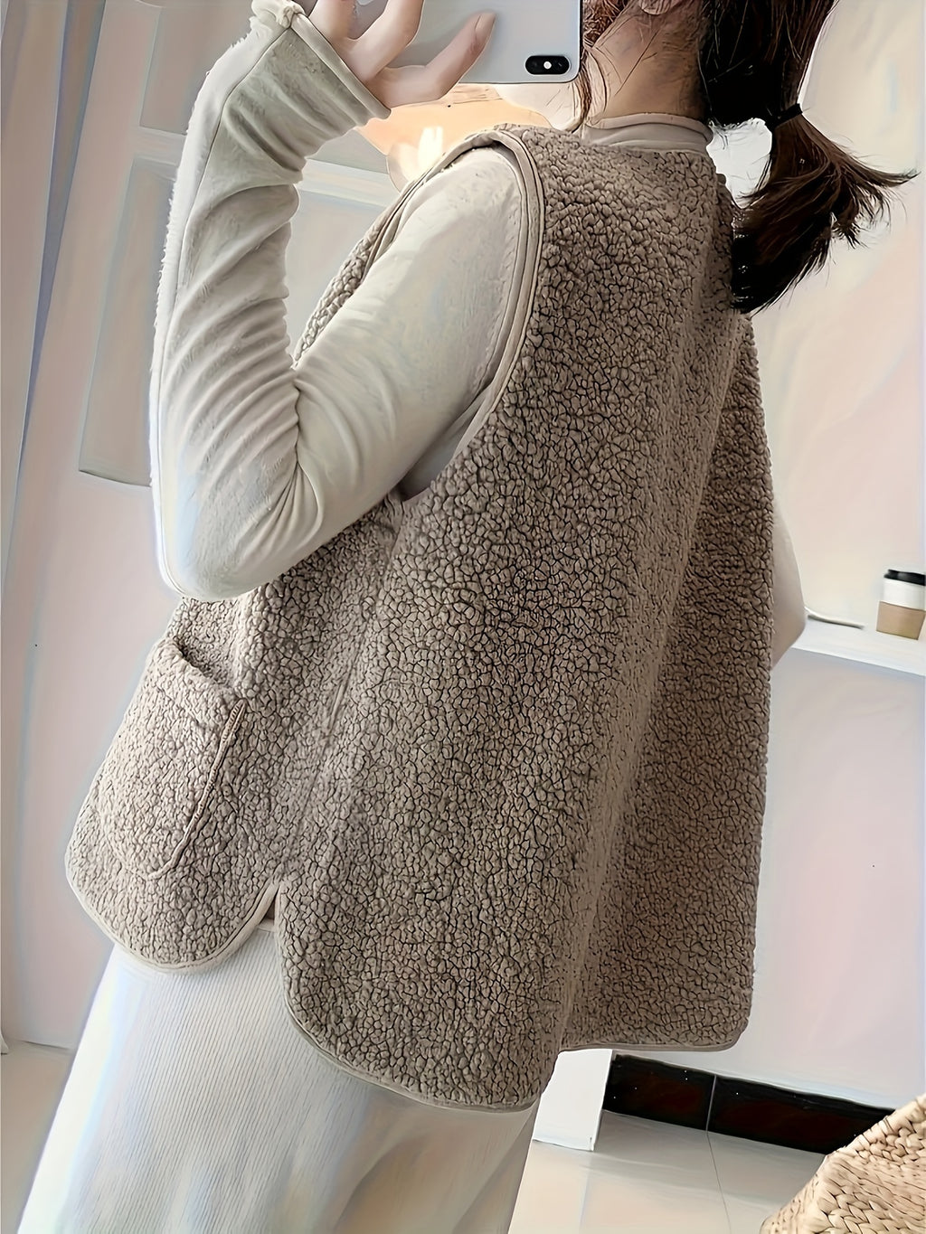 Marlene | Effen damesvest met rits - Casual mouwloos thermisch vest met zakken