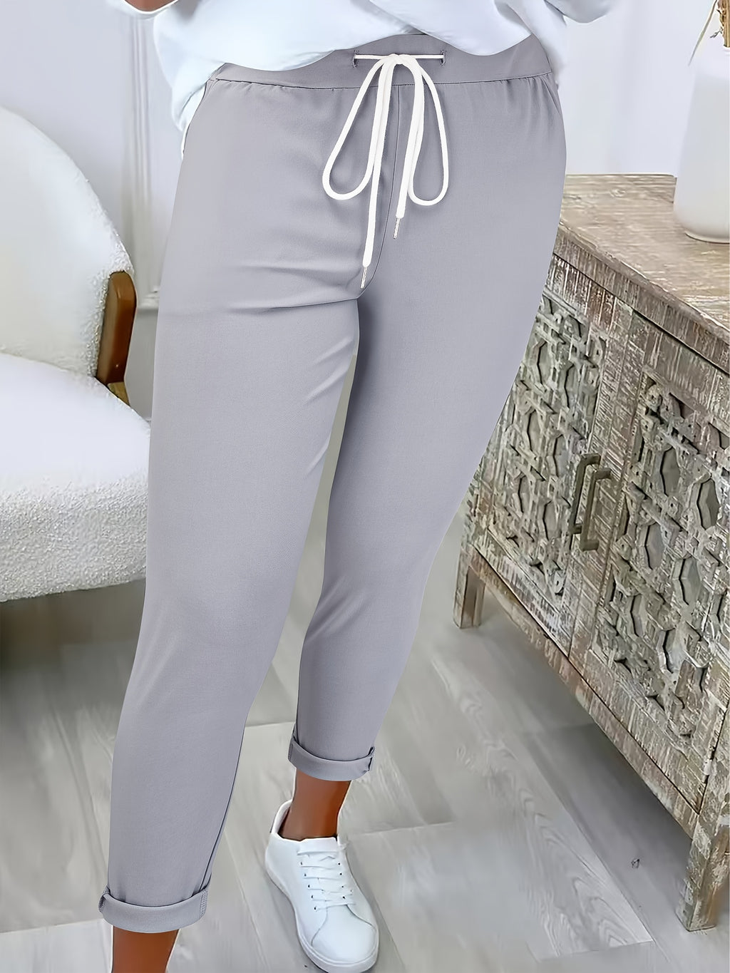 Avelith | Casual broek met trekkoord voor dames – Slim fit, elastische taille, ademend