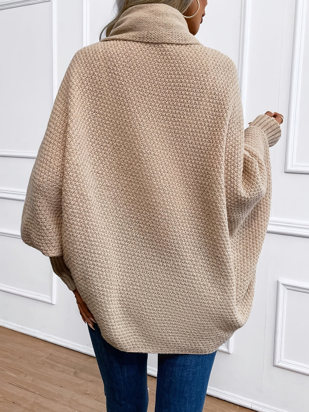 Felice | Oversized damesvest met open voorkant en vleermuismouwen - Los model, elegante effen kleur