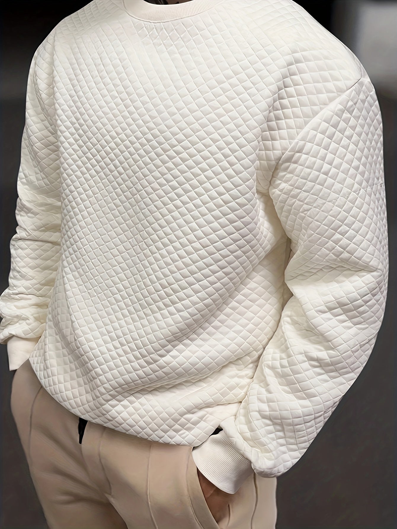 Manny | Heren Sweatshirt met Ruitpatroon Ronde Hals - Zachte Katoenen Pullover Met Lange Mouwen