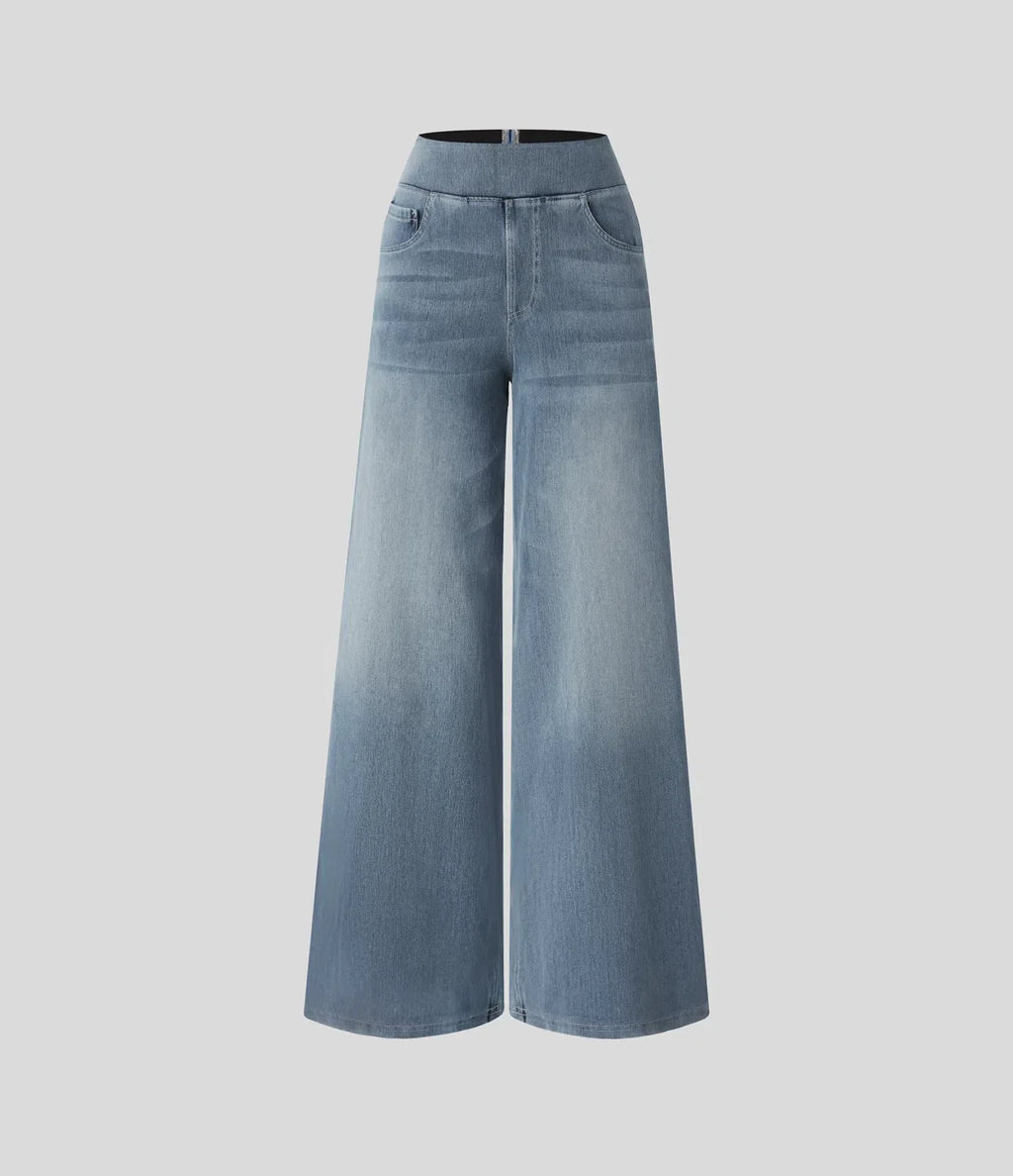 Riona | High-waisted elastic wide-leg trousers for women - Trendy, casual denim