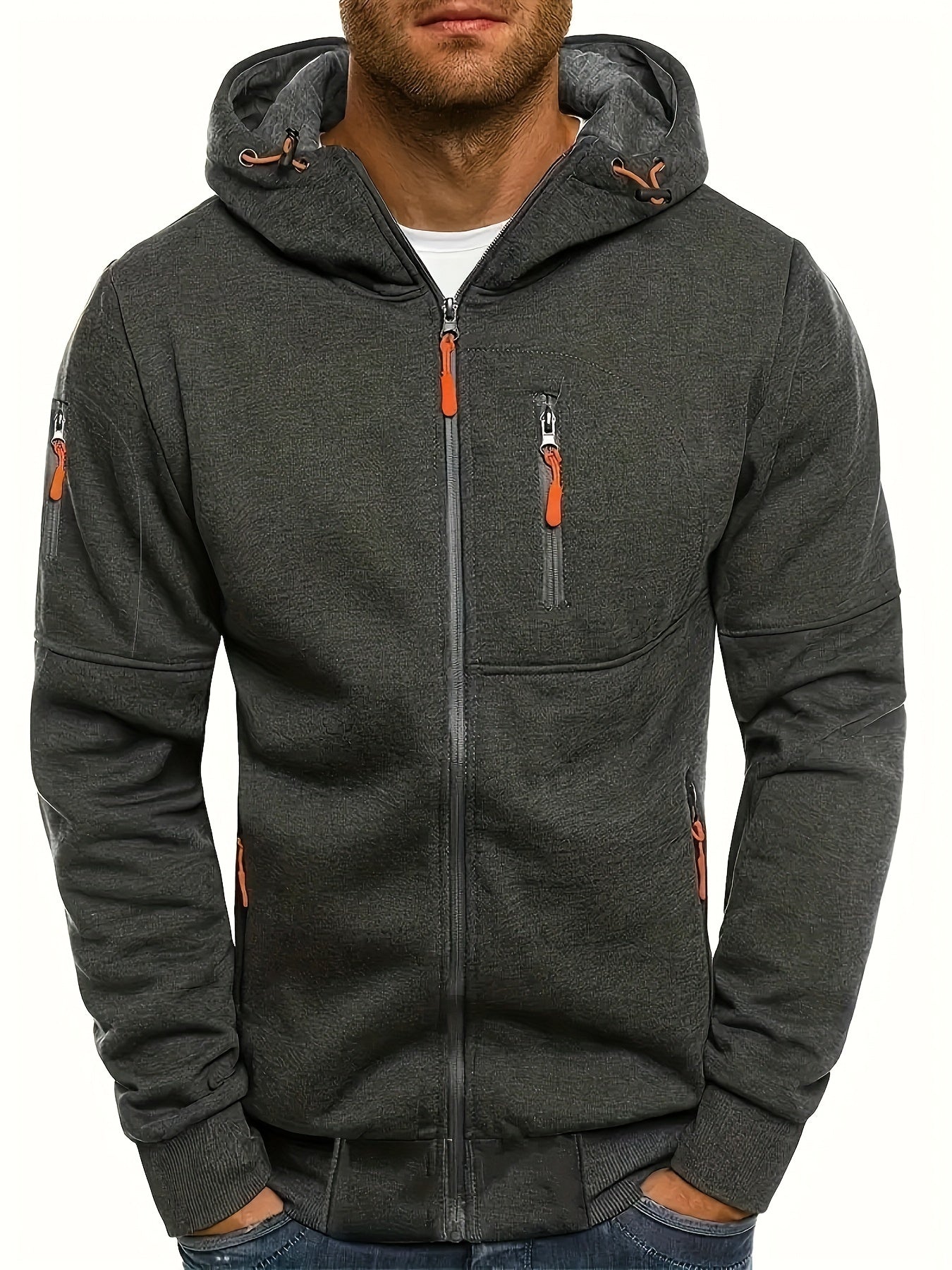 Gian | Men's hooded full-zip sports jacket - Casual full-zip hoodie