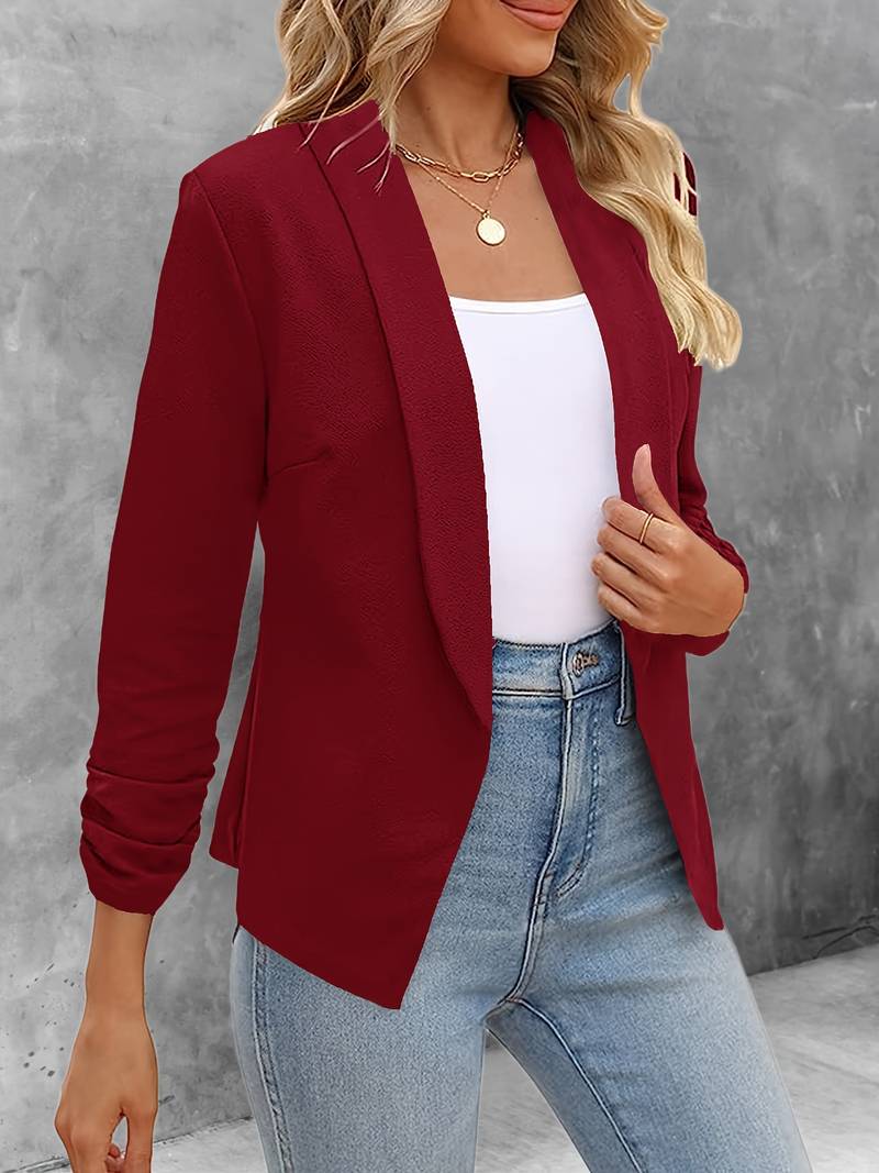 Ewelina | Classic Open Front Blazer - Elegant Long Sleeve Jacket