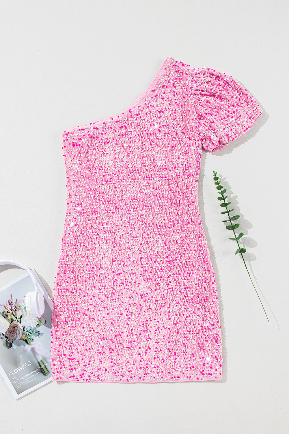 Florie | Roze lovertjes bodycon mini jurk