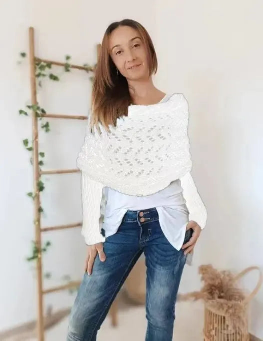 Winifred | Gebreide omslagdoek voor dames – Comfortabele oversized gebreide sjaal voor herfst en winter