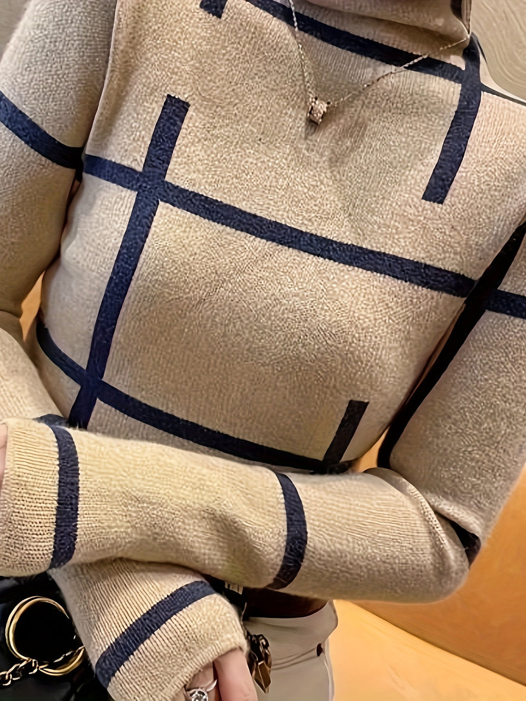 Arista | Vrouwen Slim Fit Coltrui - Lange Mouwen, Lijnenpatroon, Stijlvolle Winter Knitwear