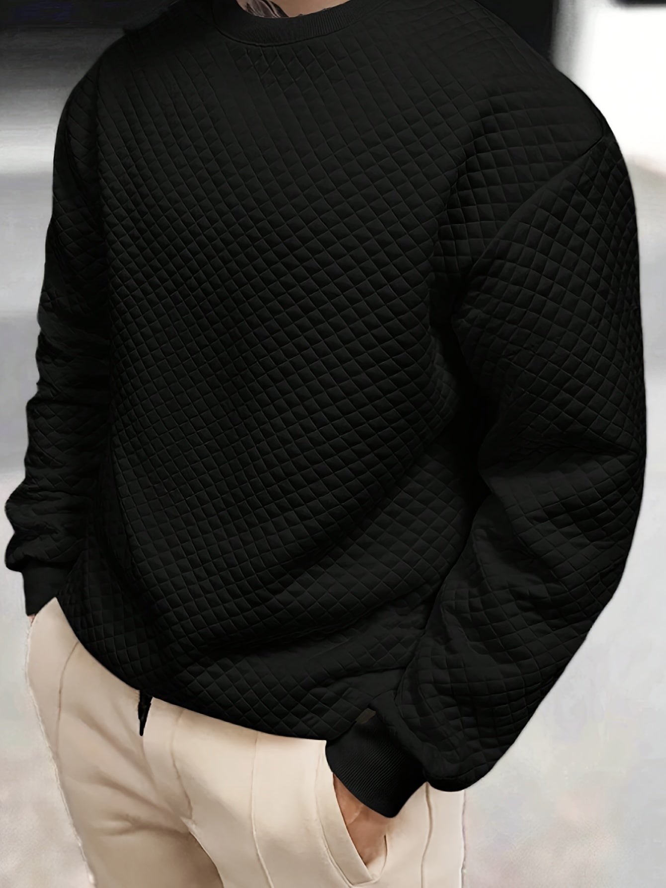 Manny | Heren Sweatshirt met Ruitpatroon Ronde Hals - Zachte Katoenen Pullover Met Lange Mouwen