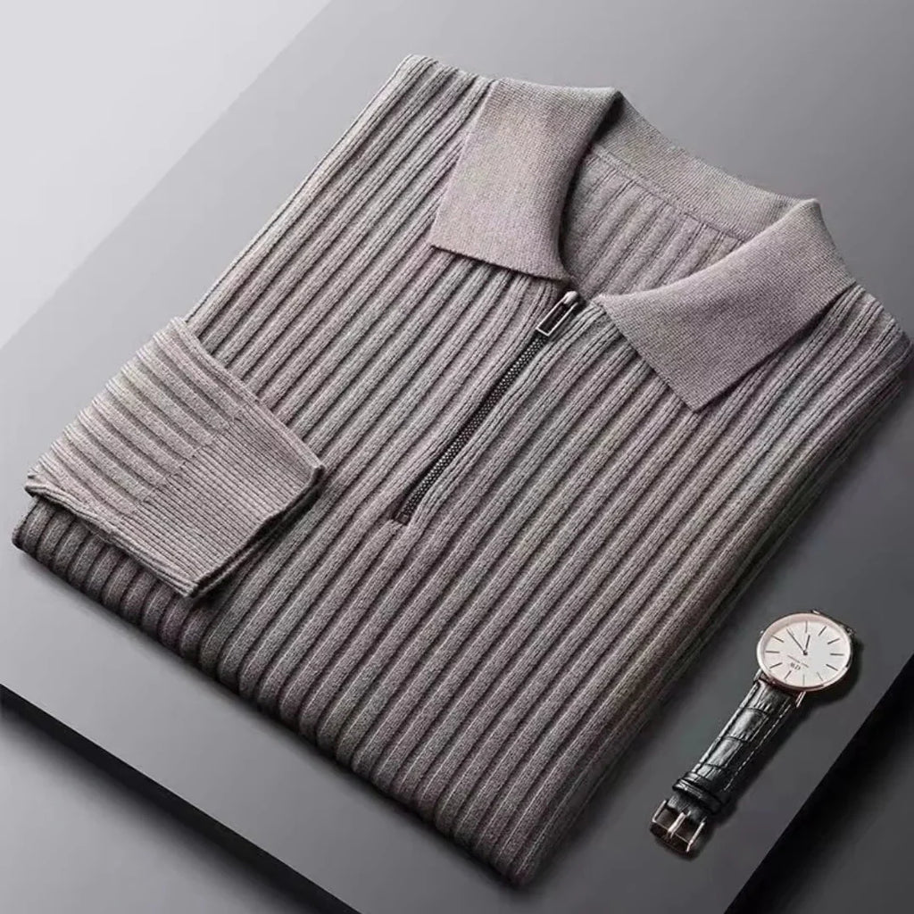 Brylor | Slim-Fit trui met ritssluiting voor heren - Lichtgewicht gebreid, ronde hals, casual pull-over