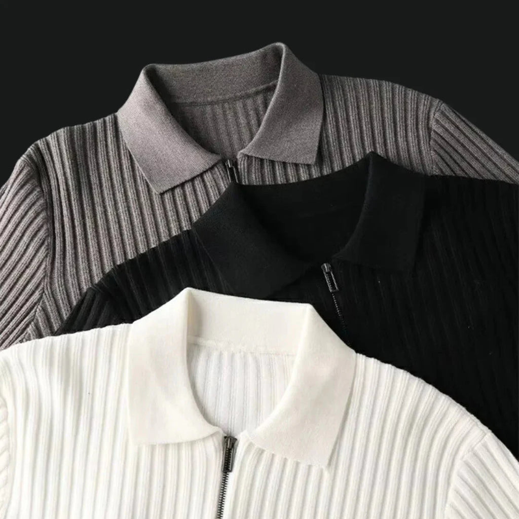Brylor | Slim-Fit trui met ritssluiting voor heren - Lichtgewicht gebreid, ronde hals, casual pull-over