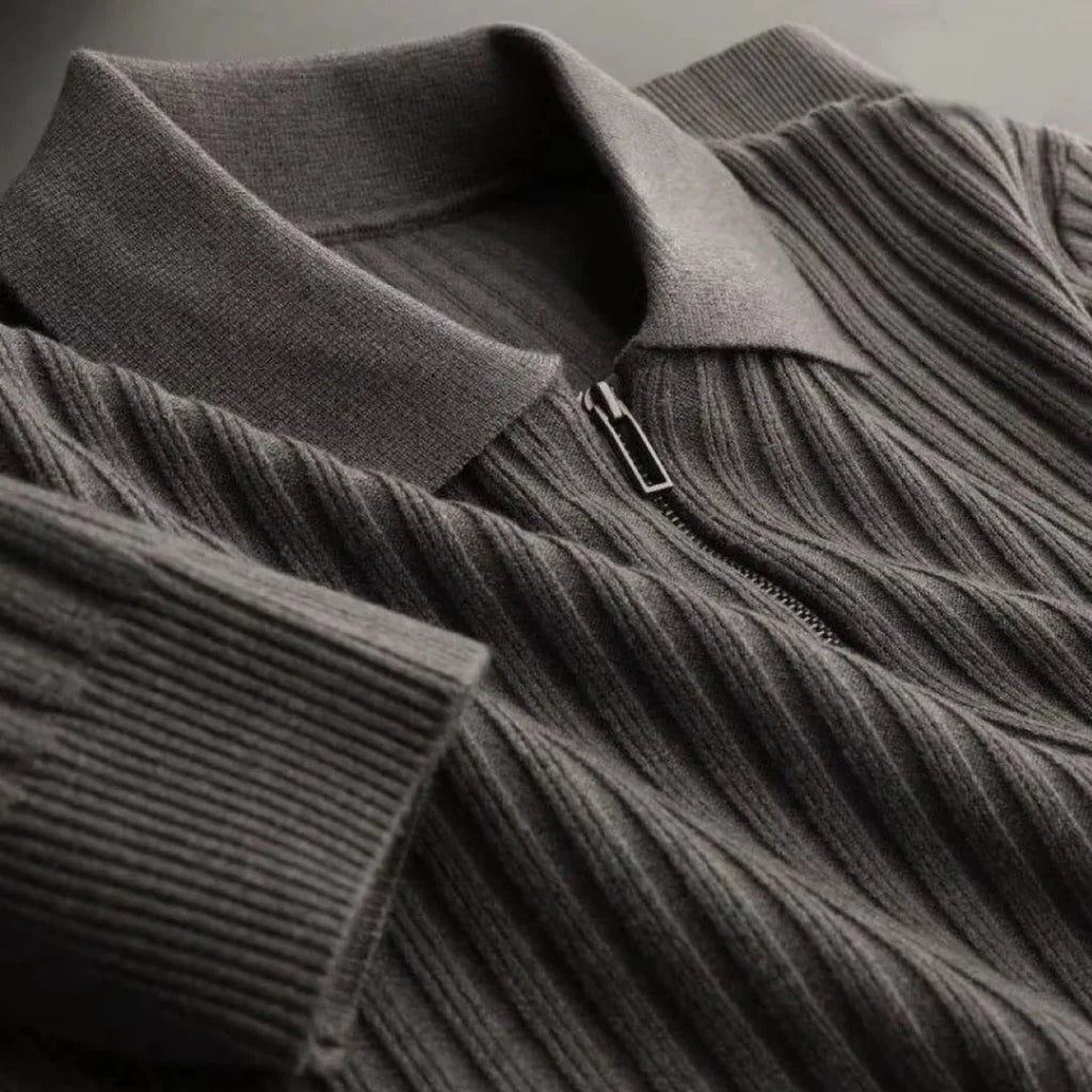 Brylor | Slim-Fit trui met ritssluiting voor heren - Lichtgewicht gebreid, ronde hals, casual pull-over