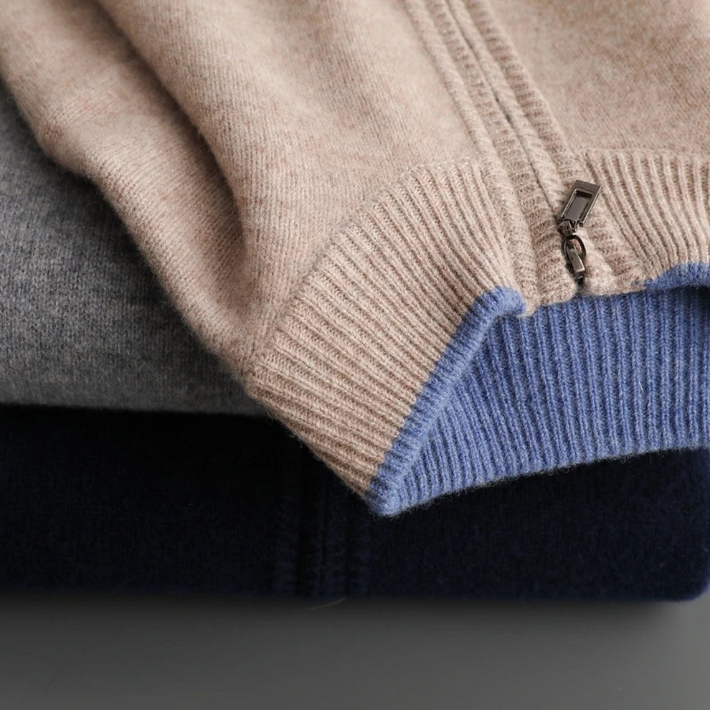Sylvarn | Merinowollen trui met ritssluiting voor heren – zacht, warm, lichtgewicht, casual en stijlvol
