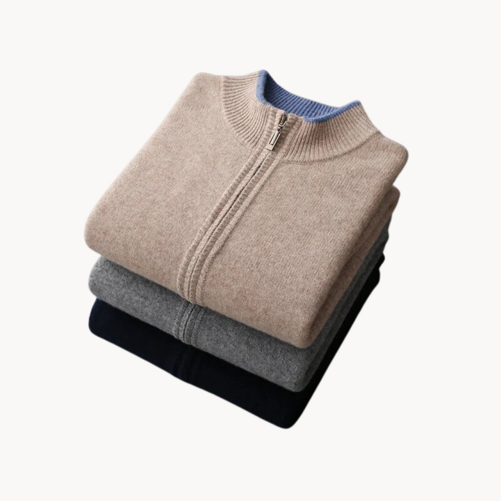 Sylvarn | Merinowollen trui met ritssluiting voor heren – zacht, warm, lichtgewicht, casual en stijlvol