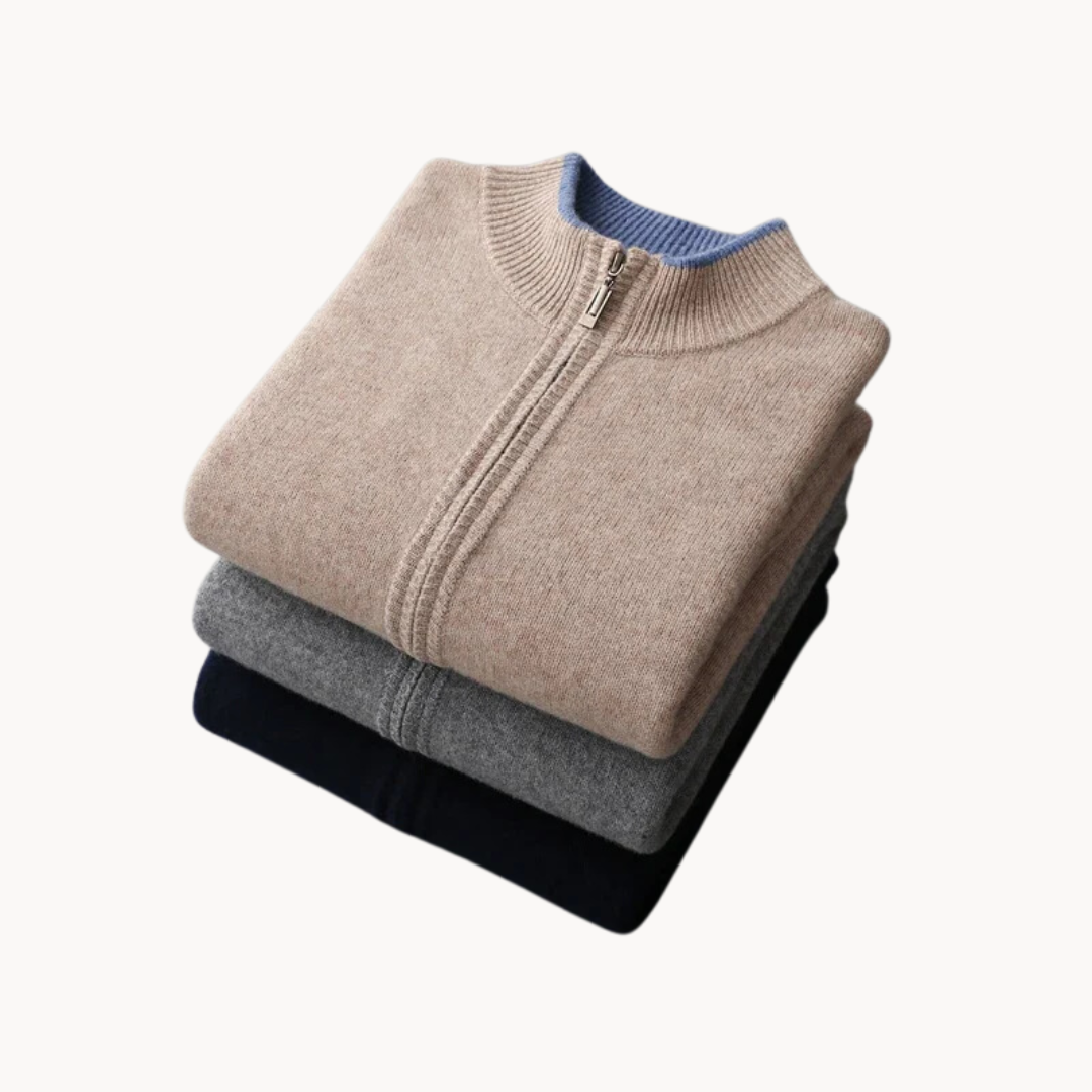 Sylvarn | Merinowollen trui met ritssluiting voor heren – zacht, warm, lichtgewicht, casual en stijlvol