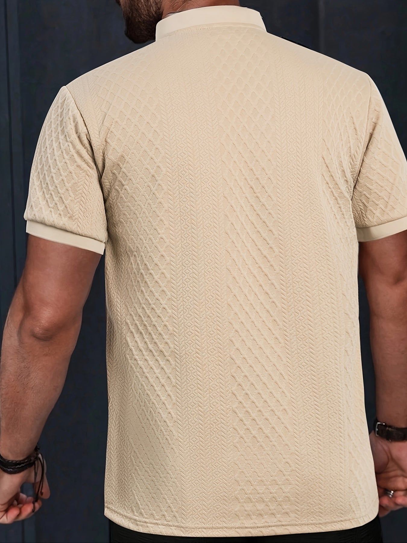 Damjan | Polo Henley décontracté pour homme - Col jacquard