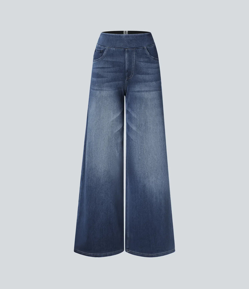 Riona | High-waisted elastic wide-leg trousers for women - Trendy, casual denim