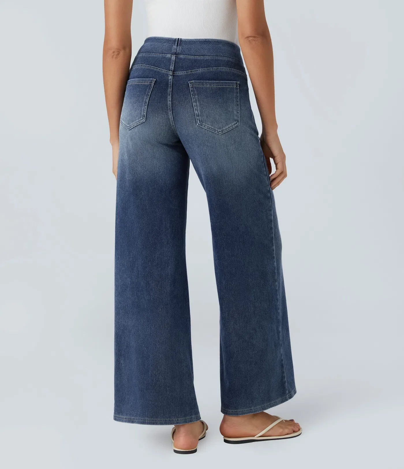 Riona | High-waisted elastic wide-leg trousers for women - Trendy, casual denim