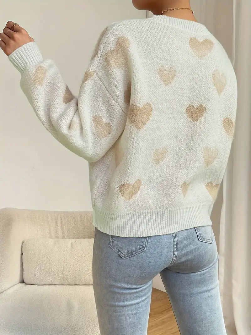 Alira | Elegante Damestrui met Hartpatroon Stijlvolle Casual Gebreide Trui voor Herfst & Winter