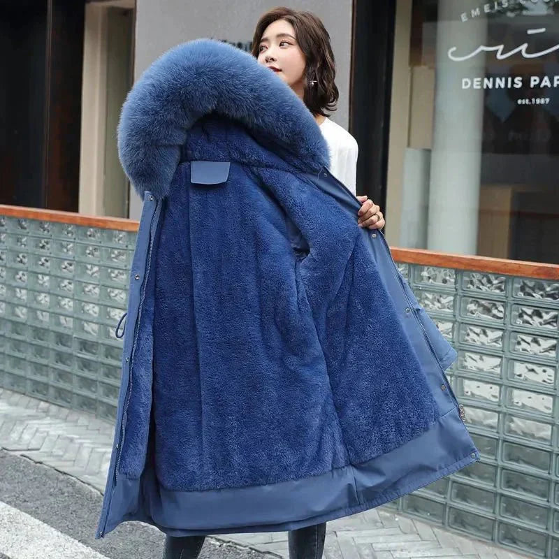 Mirexa | Dames Winterjas – Warme Lange Jas met Elegante Faux-Fur Kraag, Gevoerd en Stijlvol