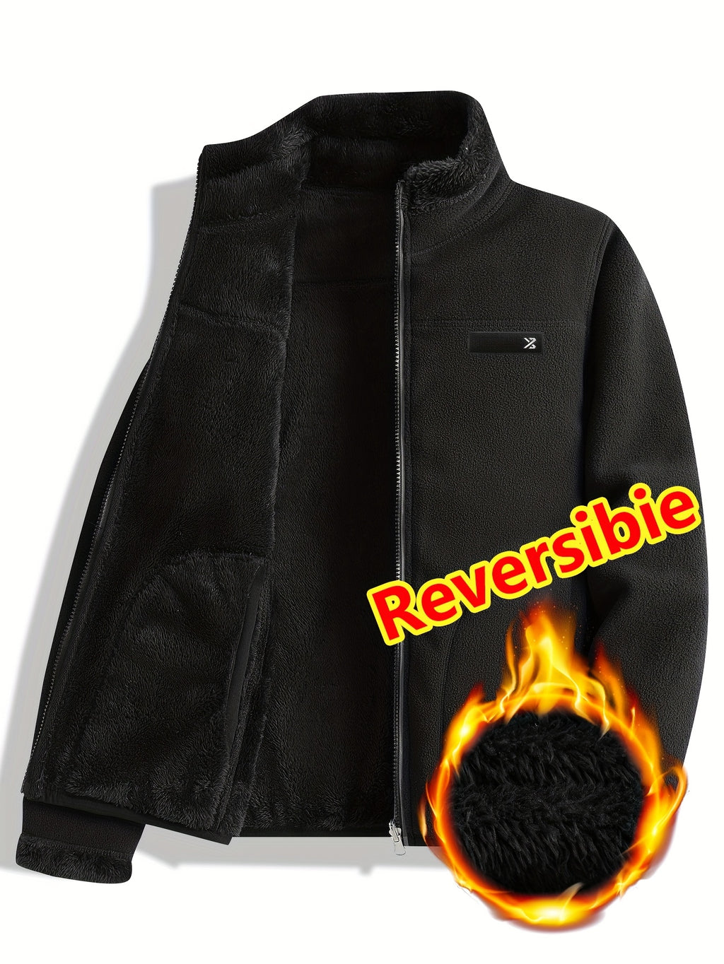 Taisia | Omkeerbaar koraalkleurig fleecejack voor dames – dikke pluche sweaterjas, warme casual winterjas