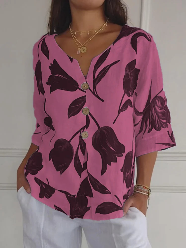 Brunhilde - Chemise à col en V pour femmes