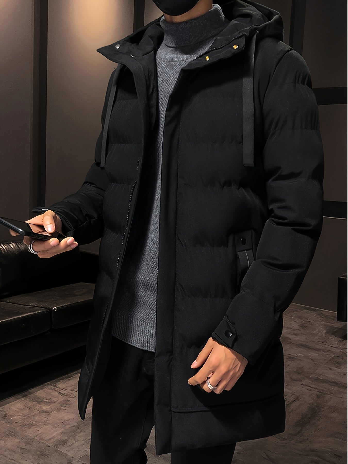 Sanjay | Gewatteerd heren winterjack met capuchon en zakken met ritssluiting, polyester voering, Preppy stijl, warm en comfortabel