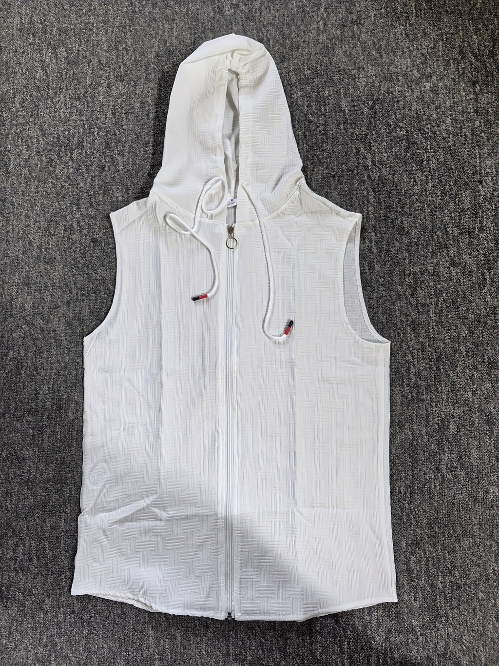 Zeiron | Mouwloos hoodie tanktop met rits voor heren – lichte zomerse gym hoodie vest