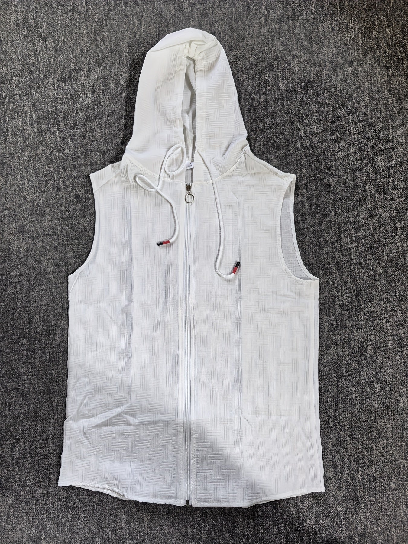Zeiron | Mouwloos hoodie tanktop met rits voor heren – lichte zomerse gym hoodie vest