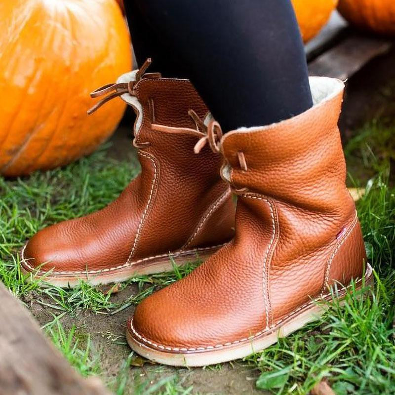 Velvora | Leren dameslaarzen met fleecevoering – Warme, waterdichte en stijlvolle winterschoenen