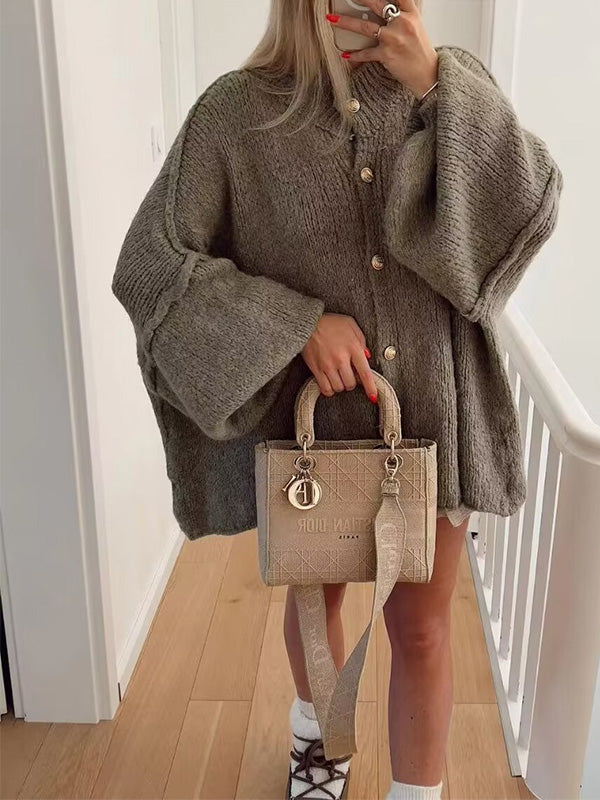 Djamila | Effen dames oversized Sweaterjack met vleermuismouwen - Casual & Stijlvol Bovenkleding