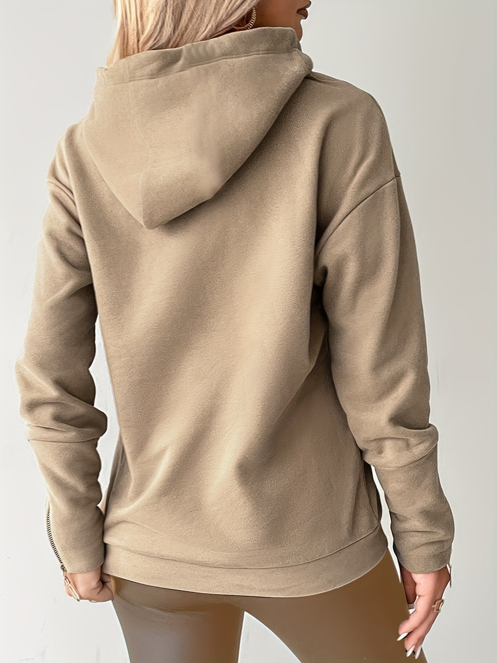 Anouk | Dames elegant ketting koord Hoodie met gezellige fuzzy Pom-Pom, Casual Zip-Up Pullover, Kangoeroezak