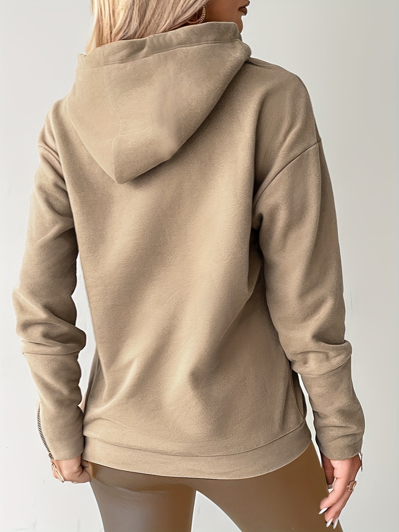 Anouk | Dames elegant ketting koord Hoodie met gezellige fuzzy Pom-Pom, Casual Zip-Up Pullover, Kangoeroezak