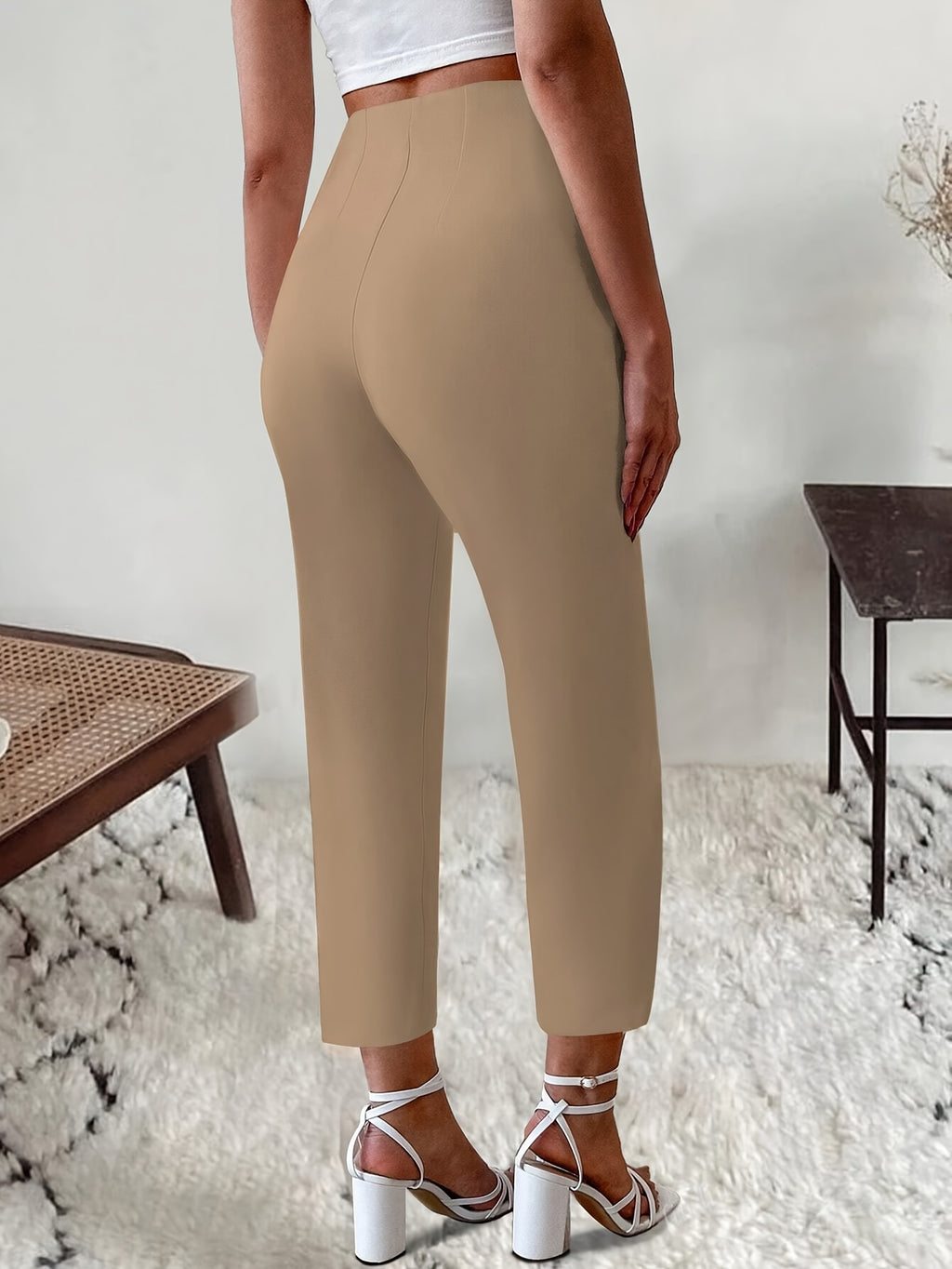 Devika | Straight-leg women's high-waisted trousers - Comfortable, stylish, and versatile work and leisure trousers