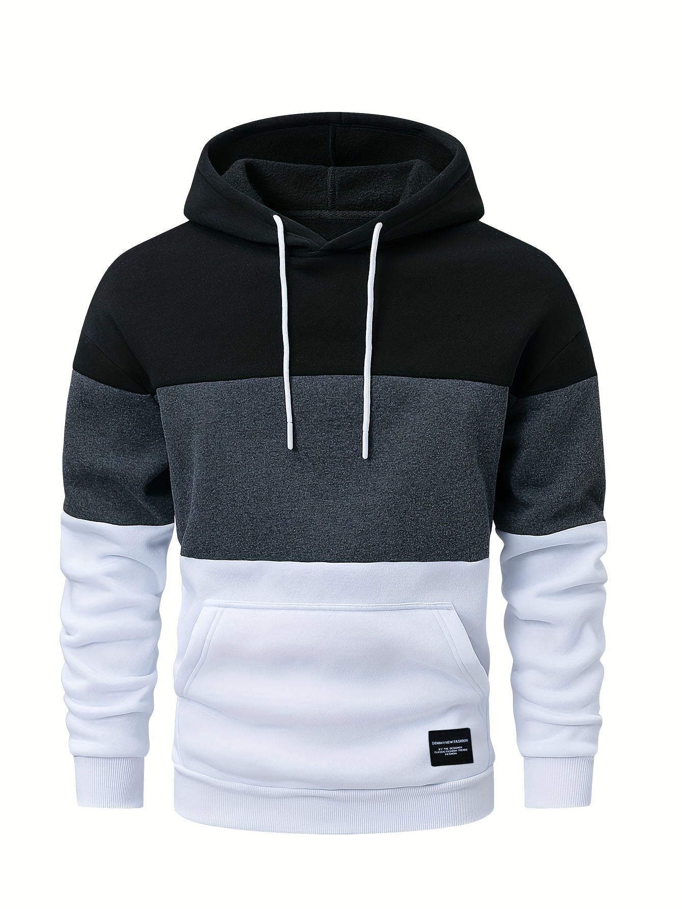 Eitan | Oversized hoodie voor heren met kleurblokken – Tweekleurige pullover met zakken