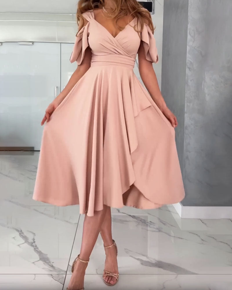 Meera | Elegante V-hals Onregelmatige Hemd Feestjurk