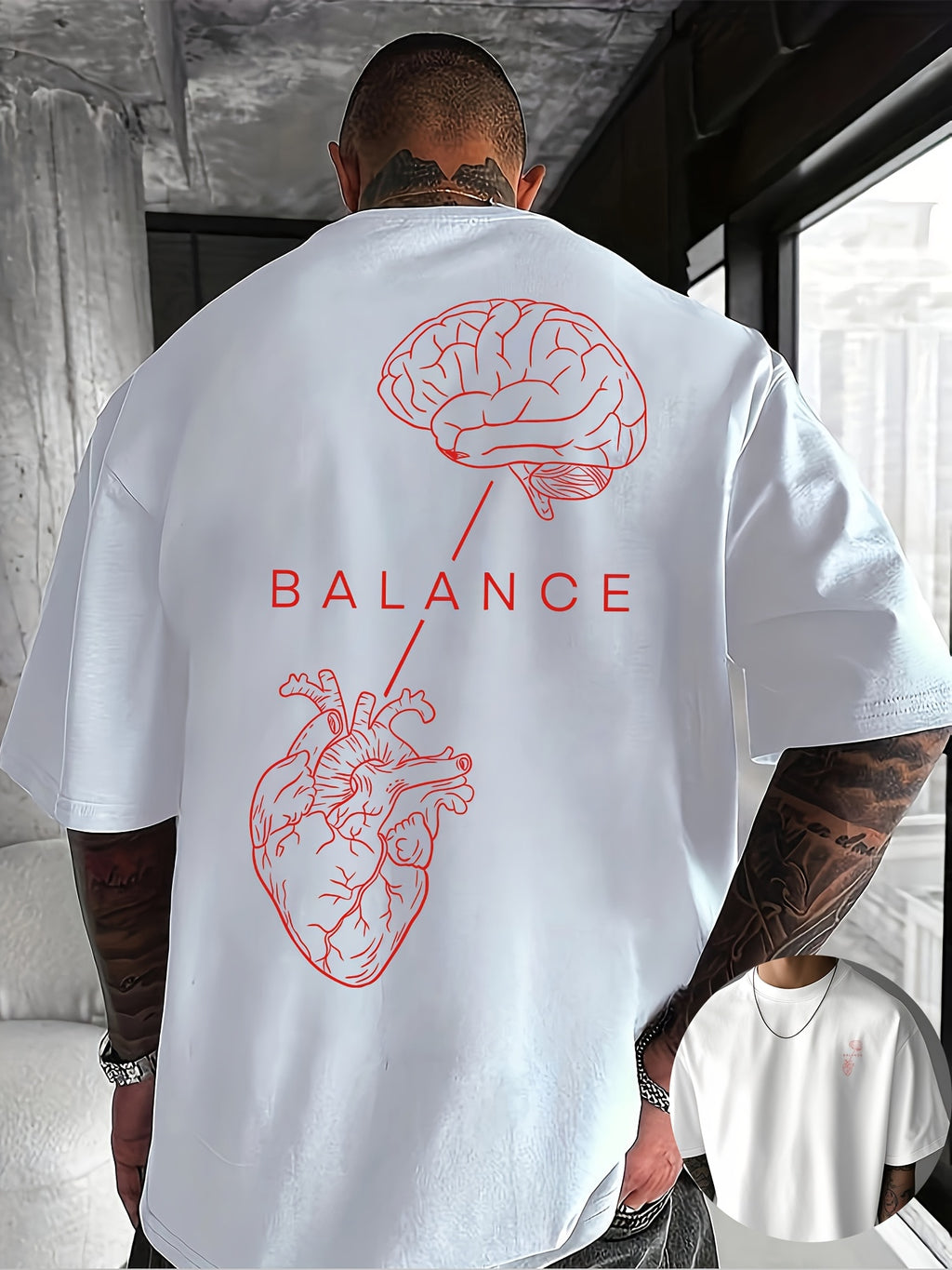 Rhysen | Heren T-shirt met grafische print – ontwerp op voor- en achterkant